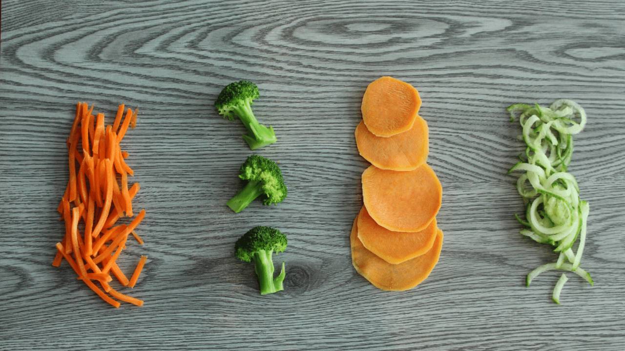 Vegetables sliced safely for baby